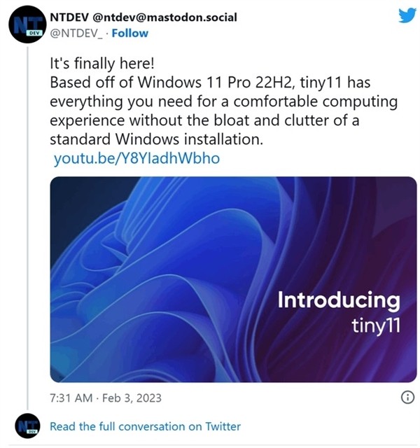 Tiny11 BuilderO¾Win112GB(ni)